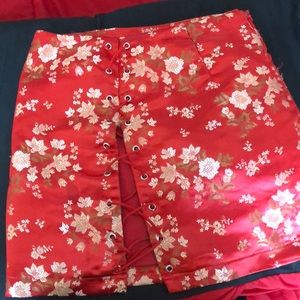 Mini jacquard satin skirt